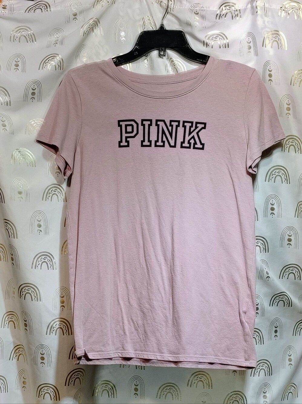 PINK Victoria's Secret Short Sleeve Crewneck T-Shirt — Light Pink